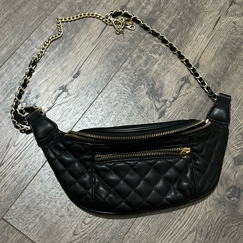 Black Quilted Belt Bag